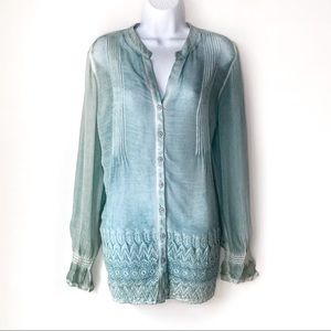COPY - SOFT SURROUNDINGS Teal Semi Sheer Blouse